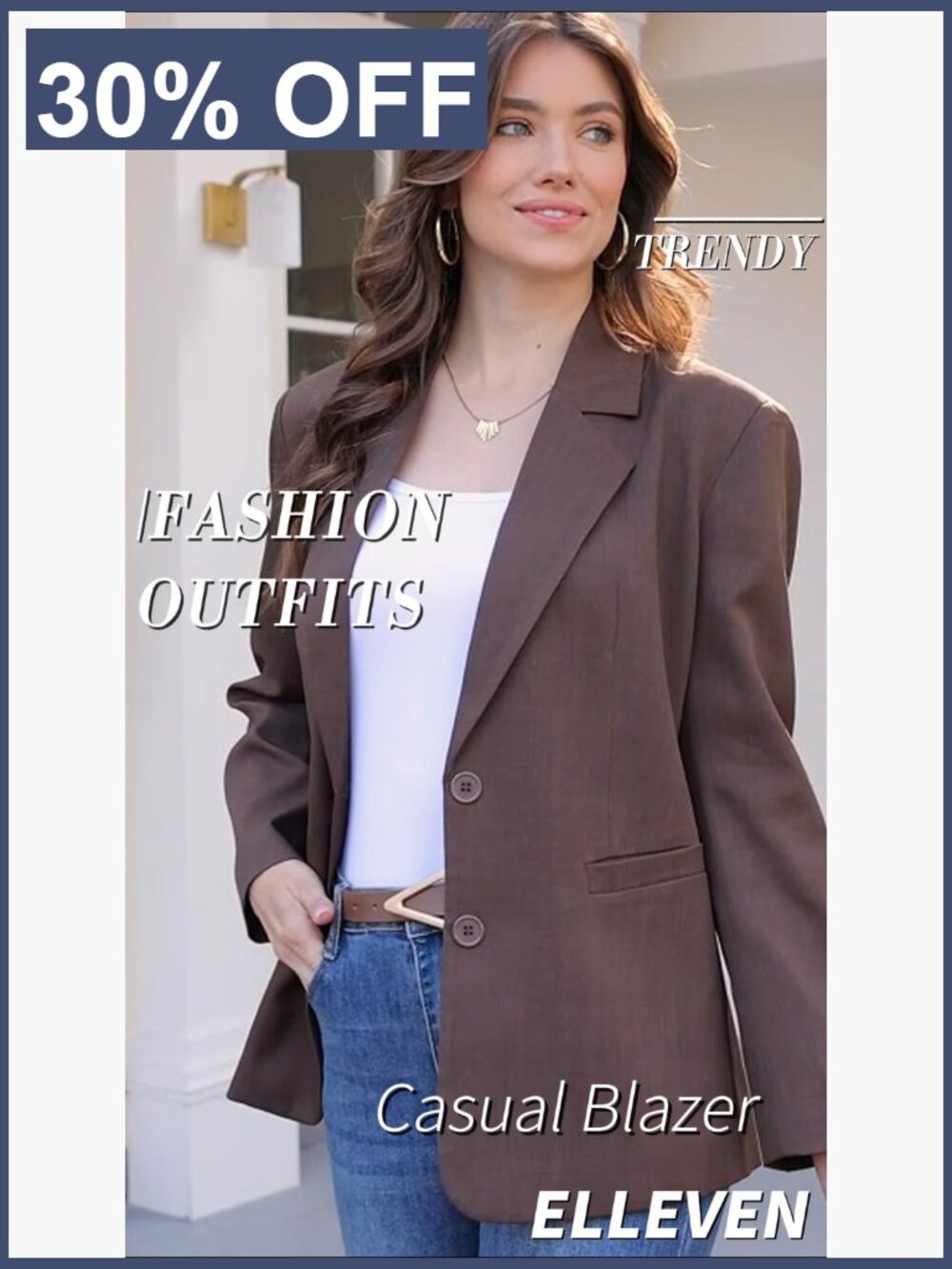 Women's Business Casual Blazer - Boyfriend Fit Office Jacket with Pockets - Picture 7 of 7